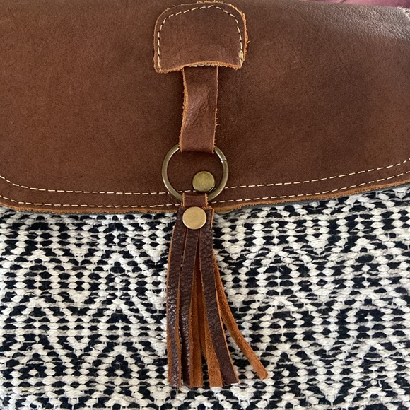 Myra Bag, backpack purse tan, blue& white, never used - Picture 5 of 6